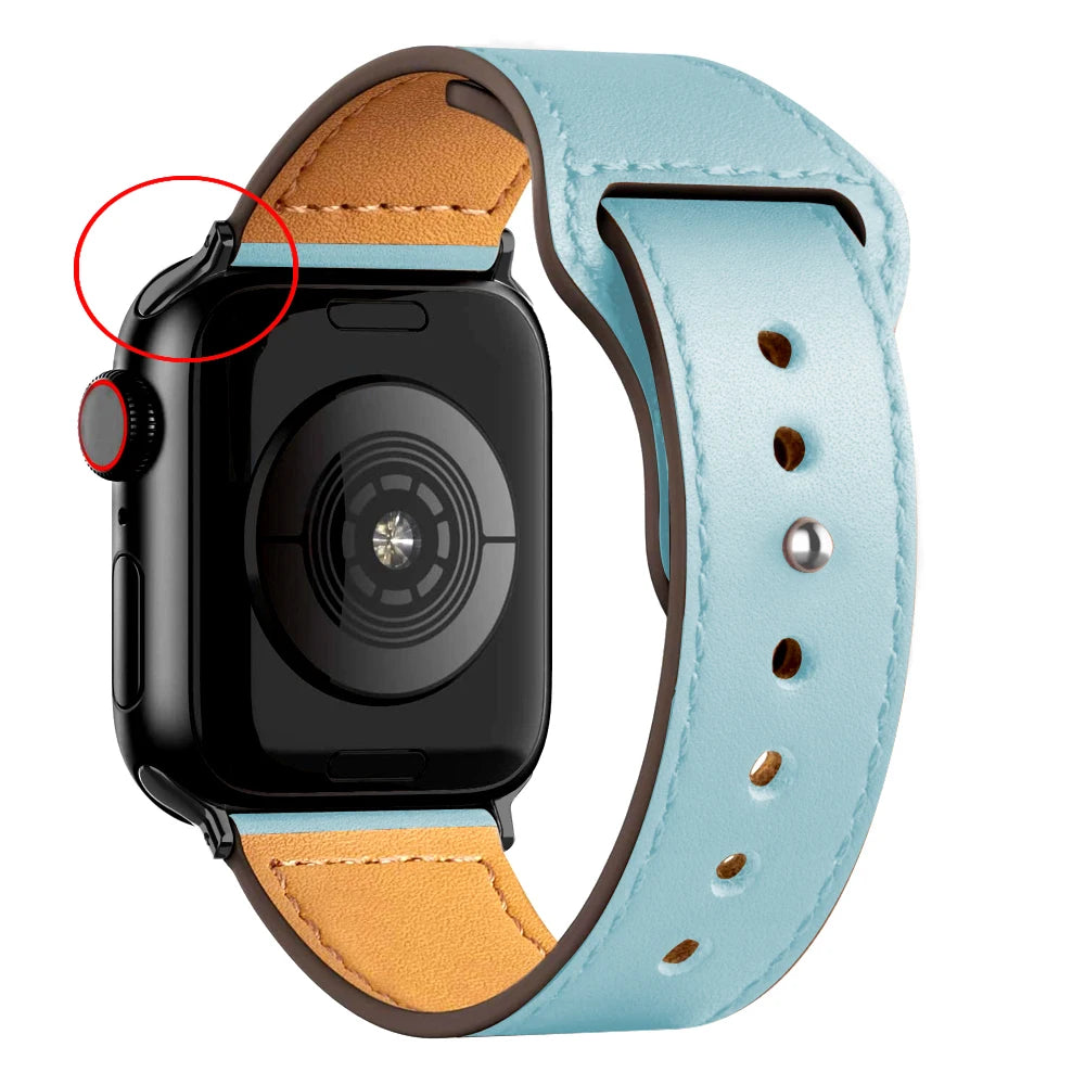 Leather band For Apple watch strap Ultra 2 49mm 44mm 40mm 38mm/42mm wrist bracelet for iWatch series 10 9 8 7 4 5 6 se 41mm/45mm