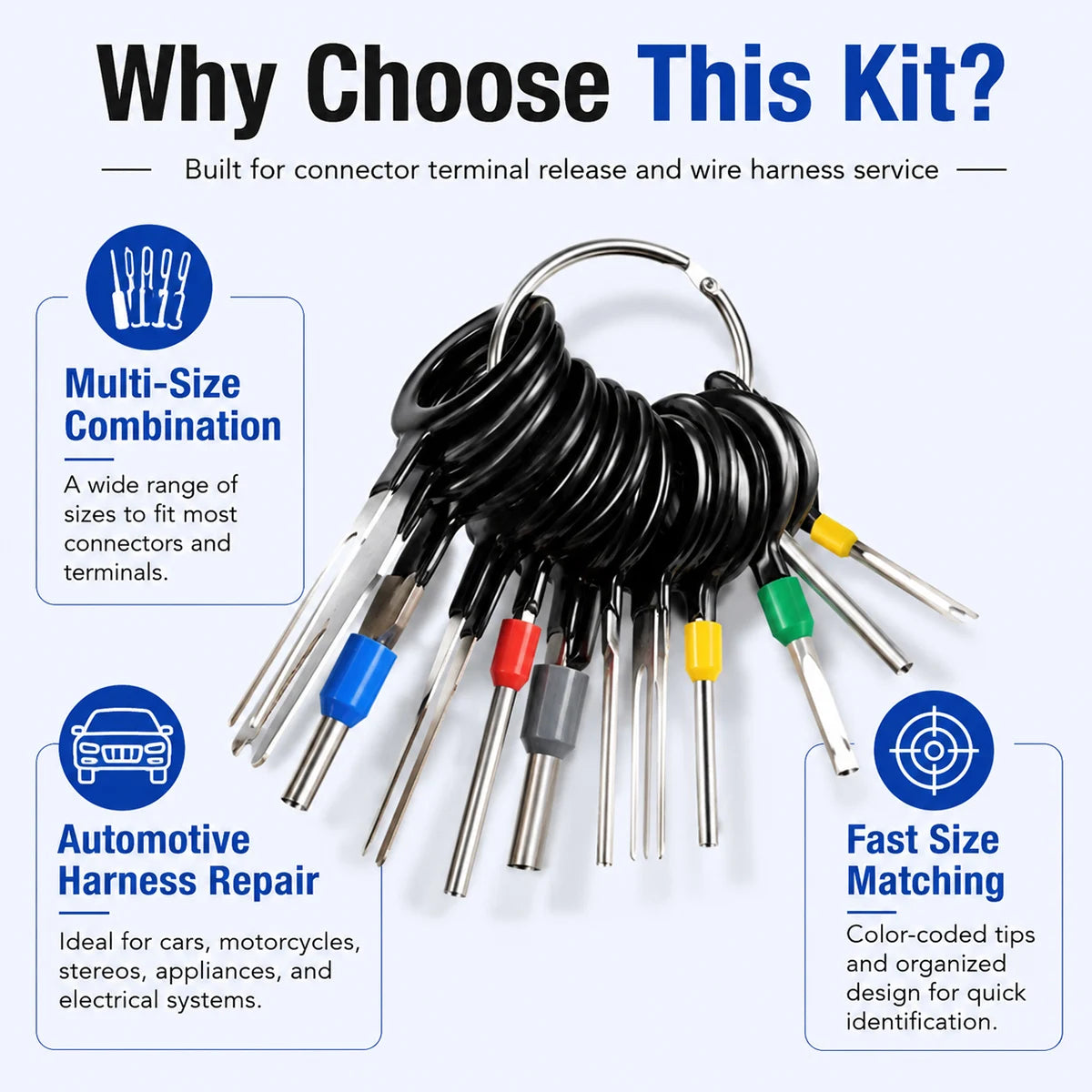 Lanke Electrical Connector Removal Tool Kit Automotive Terminal Pin Extractor Depinning Tool Set for Car Wire Harness Repair