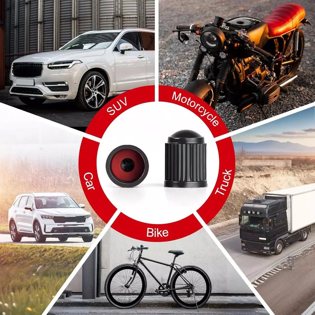 PINMOAP Automotive Tire Valve Cover Dustproof And Waterproof Cap With O-Gasket General Motors Motorcycle Bicycle Valve Cover