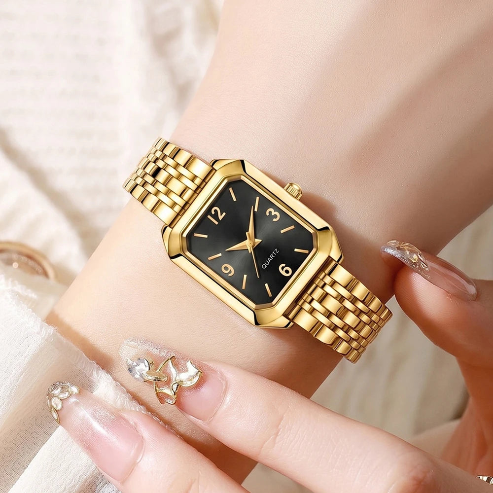 5Pcs/Set Unisex Jewelry Watches Women's Wristwatch Accessories Gold Fashionable Elegant Trendy Classic Exquisite Luxury Quartz Watches Y2K Party Gathering Daily Wear Birthday Holiday Gift Travel Vacation