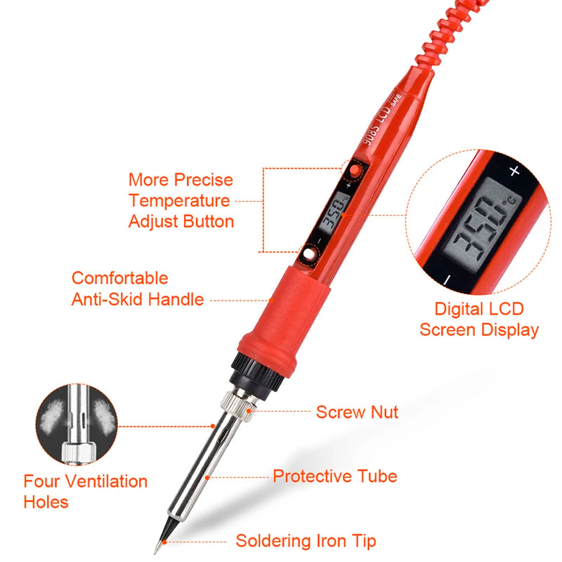 JCD Soldering Iron 908 Series 60W/80W Multi-function Button Adjustable Temperature 110V/220V LCD Digital Display Welding Tools
