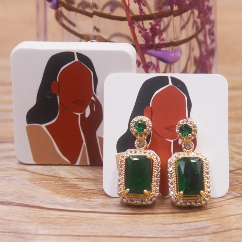 100pcs 4 x4cm new luxury brand jewelry pearl powder paper display earring cards, earrings, earring packaging label cards