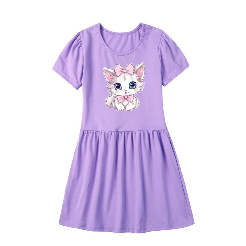 Heart Shape Flower Dress For Girls Summer Fashion Holiday Dress Cotton Short Sleeve Tennis Dresses