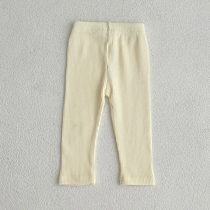 Baby Simple Solid Leggings Girls All-match Striped Skinny Pants Kids Cotton Elasticity Slim Pants Newborn Boy Stretch Trousers