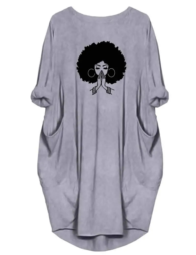 Plus Size Women Short Sleeve O-Neck Loose Casual Dresses High Street Unisex Style Double Pockets Oversize Loose Outerwear Top