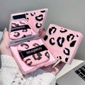 100 Sheets Pink Leopard Print Facial Oil Absorbing Paper Portable Storage Box with Mirror Beauty Tool