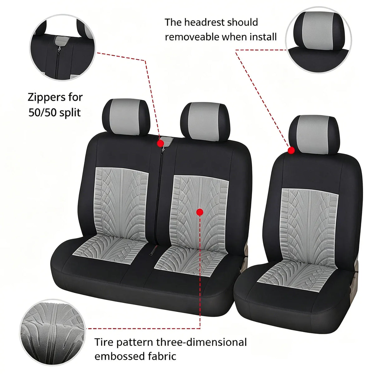 Universal Polyester Fabric Car Seat Covers for Transporter Van Truck - Protector Universal Fit Car Seat Covers