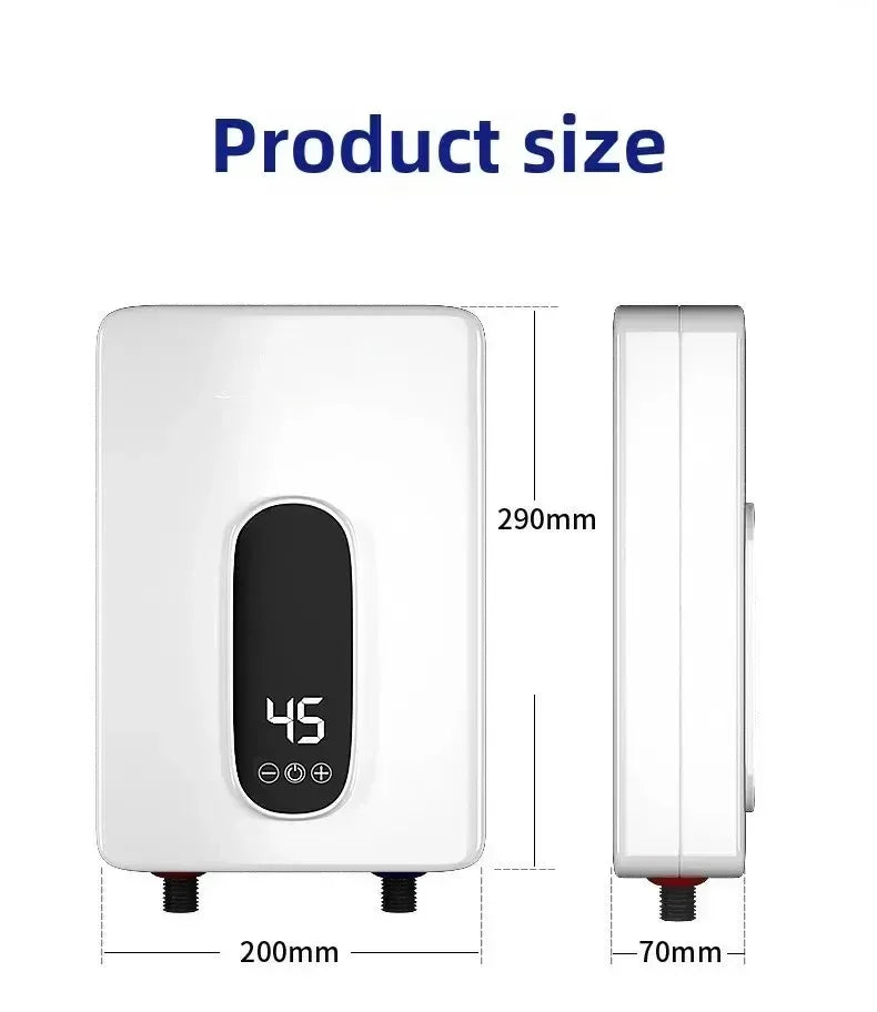 220V Compact Tankless Instant Electric Water Heater Energy Saving Hot Water Solution for Bathroom Toilet Shower