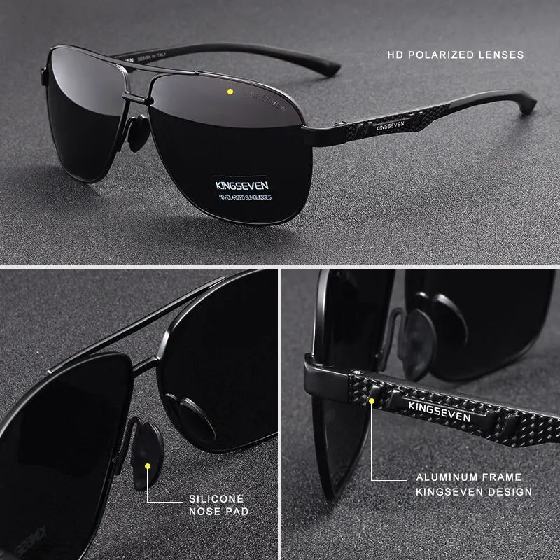 KINGSEVEN 2024 Polarized Men Aluminum Sunglasses UV400 Mirror Male Women for Men Fashion Eyewear Driving Sun Glasses