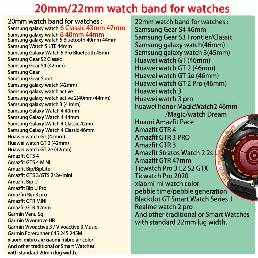 20mm 22mm watch Strap for Samsung Galaxy Watch 7/6/4/5/Pro/6 Classic/S3/active 2 Band Braided Bracelet Huawei GT 23 GT4 GT5 46mm
