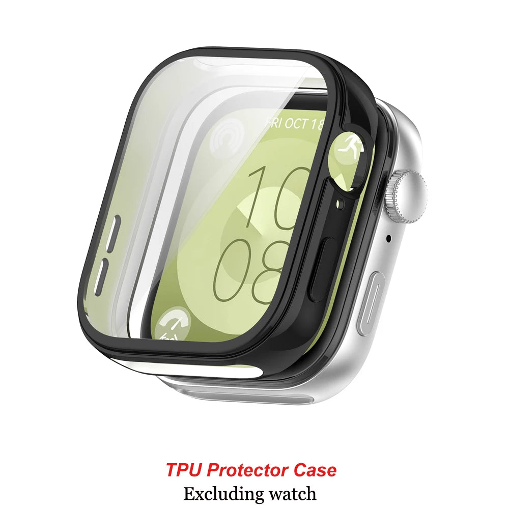 Glass+Case For Huawei Watch Fit 3 All-Around Screen Protector Hard PC Bumper Tempered Glass Watch Case For Huawei Watch Fit 3