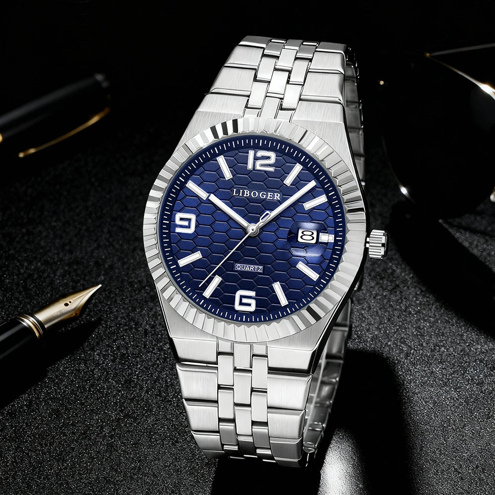 Men's Stylish Fashion Round Quartz Watch Wristwatch Set - Ideal for Daily Wear, Parties, Valentine's Day, Easter, Christmas, New