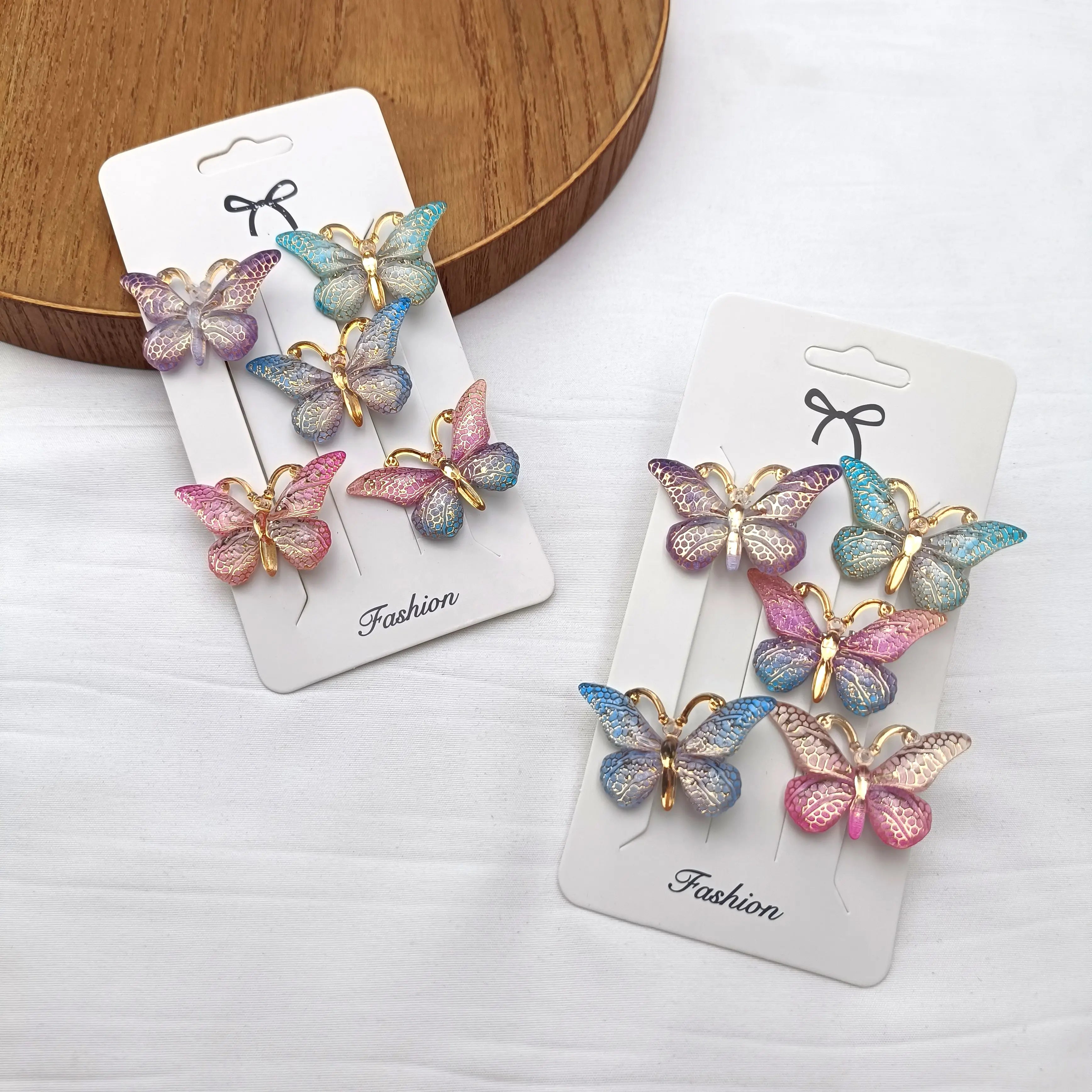 5PCS/20PCS Sweet Macarons Gradient Color Cute Butterfly Kids Hairpins Children Headwear Princess Barrette Girls Hair Accessories