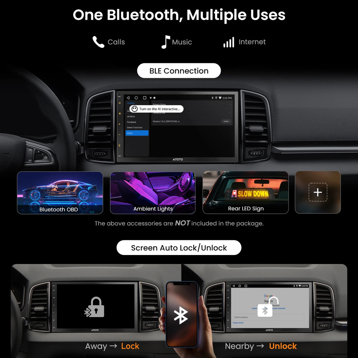 ATOTO A5L Android Double DIN Car Stereo with 7inch Touchscreen Car CarPlay Wireless Android Auto, Wi-Fi/BT/USB Tethering, 24EQ, Built-in AMP&DSP, HD LRV, MirrorLink, Backup Camera, 2G+32G