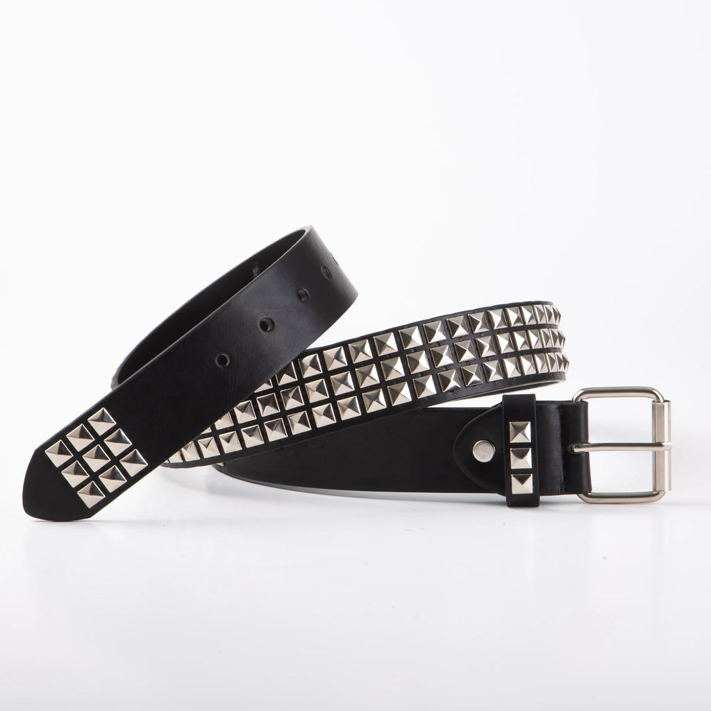 Square Beaded Rivet Belt Pyramid Punk Belt Fashion All-in-One Leather Belt