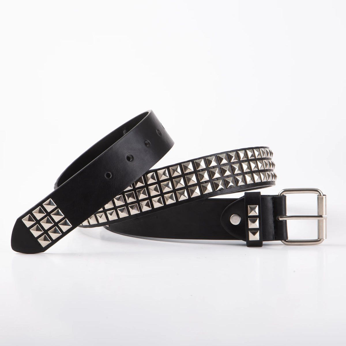 Square Beaded Rivet Belt Pyramid Punk Belt Fashion All-in-One Leather Belt