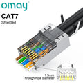 CAT6/7/5E RJ45 Connectors Pass Through Modular Plug Network UTP 3/50μ Gold-Plated 8P8C Crimp End for Ethernet Cable