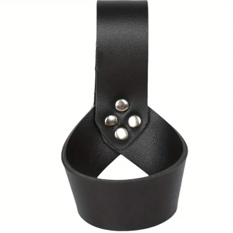 Renaissance Medieval Belt Skirt Hiking Viking Horn Design Leather Cover for Sword Frog Accessory