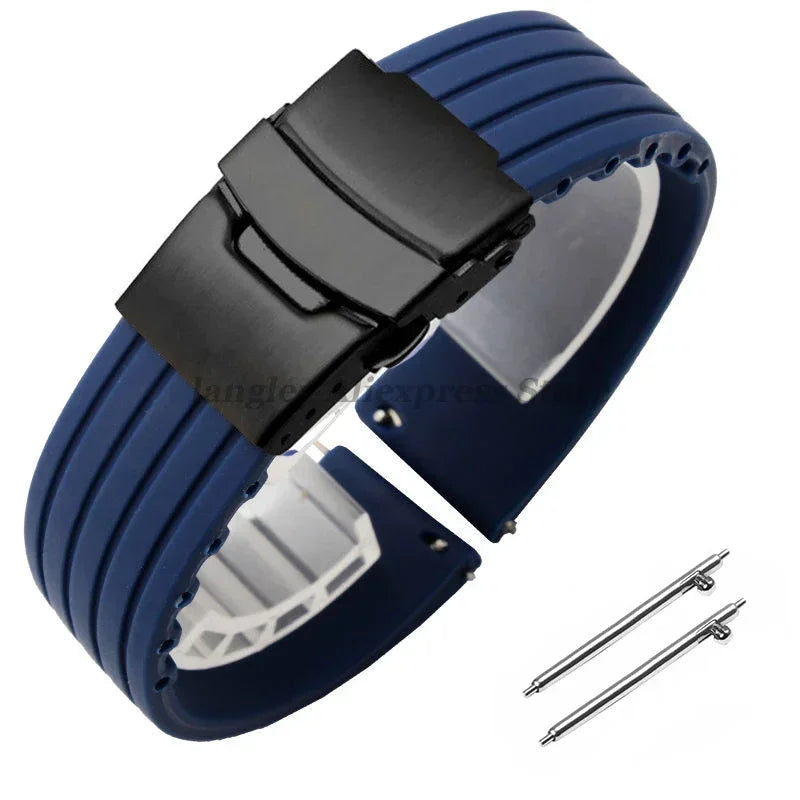 18mm 20mm 22mm 24mm Quick Release Silicone Watchband for Huawei Watch GT4/GT3 46mm for Seiko for Omega for Fossil Rubber Straps