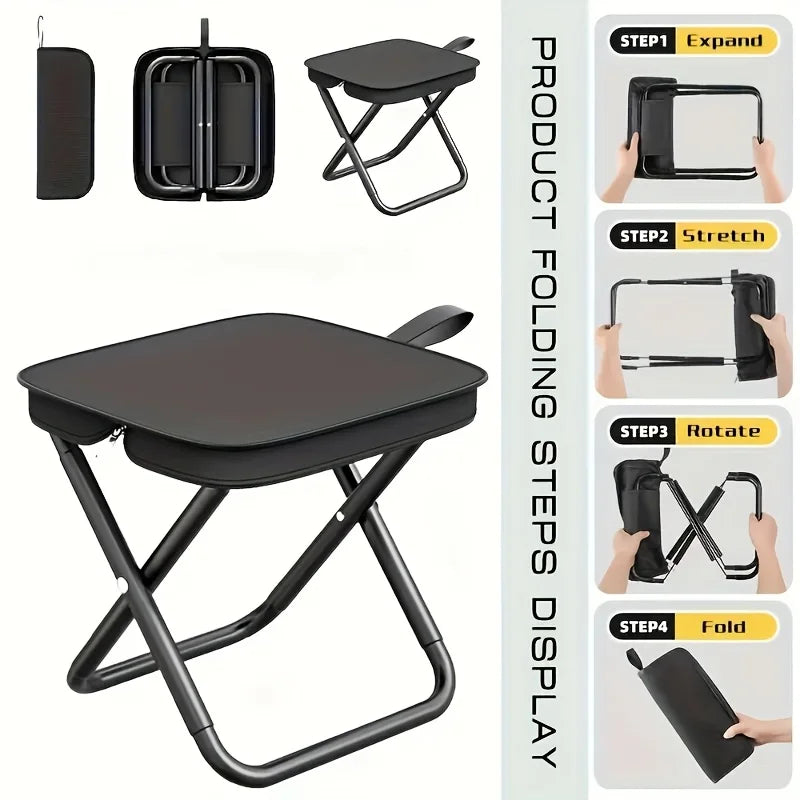 Portable Folding Stool Lightweight Camping Chair Foldable Seat Perfect for Fishing Hiking Travel Outdoor and Indoor Daily Use