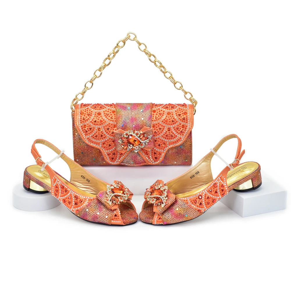 New Arrival Peep-Toe Heels & Long Small Bag Set Nigerian Party Shoes and Bag –Comfortable Women's Shoes for Elegant Events