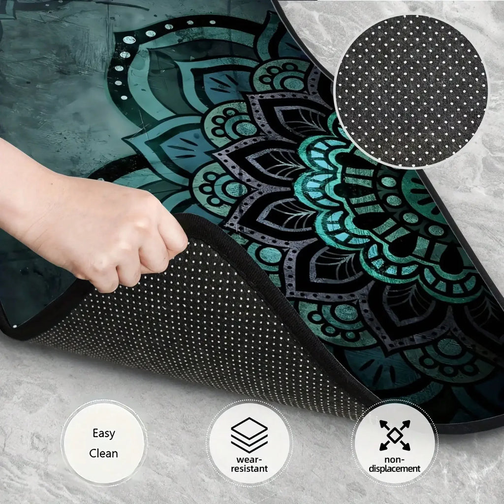 4pc Mandala pattern car floor mat non-slip and easy to clean, suitable for cars, SUVs, reinforced interior accessories