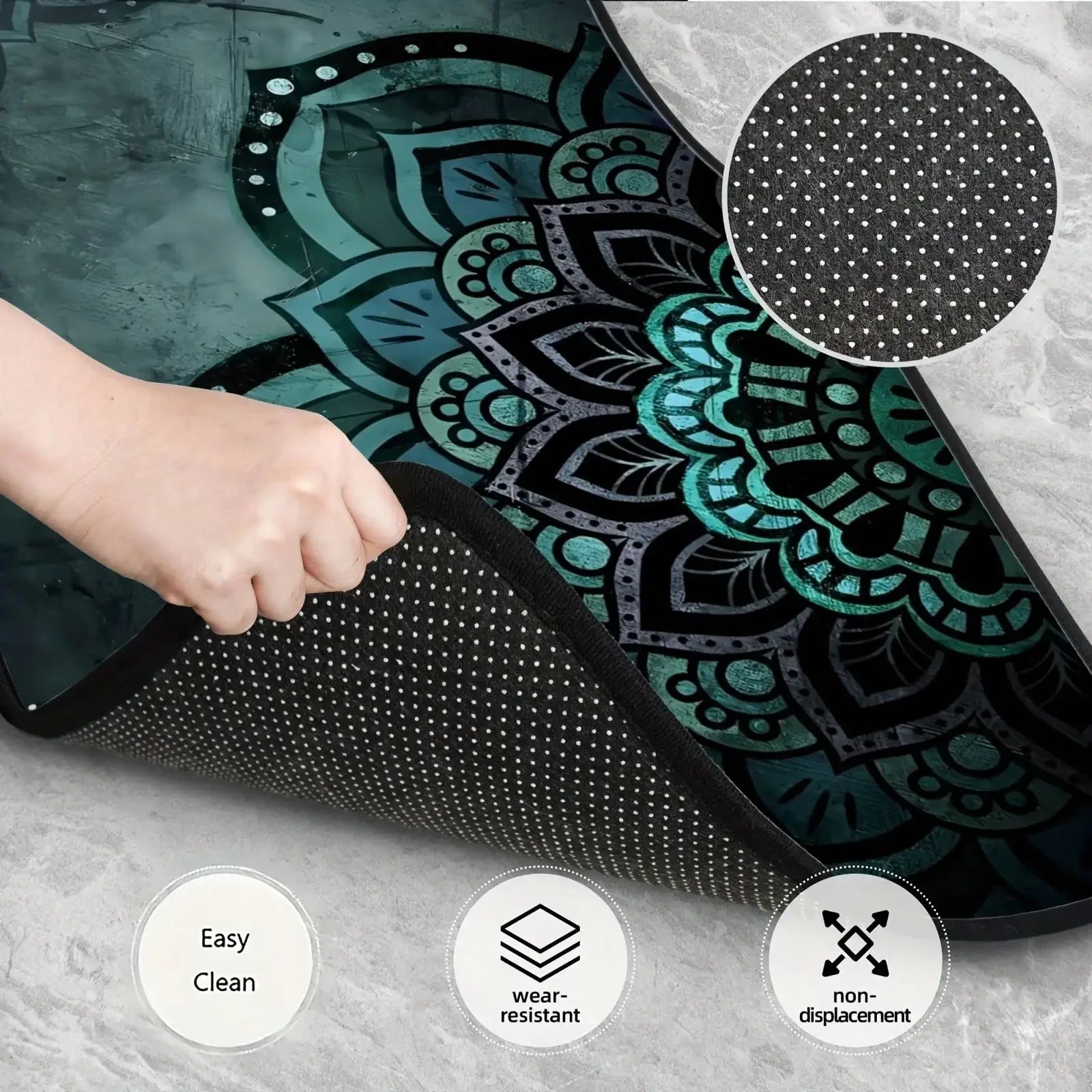 4pc Mandala pattern car floor mat non-slip and easy to clean, suitable for cars, SUVs, reinforced interior accessories