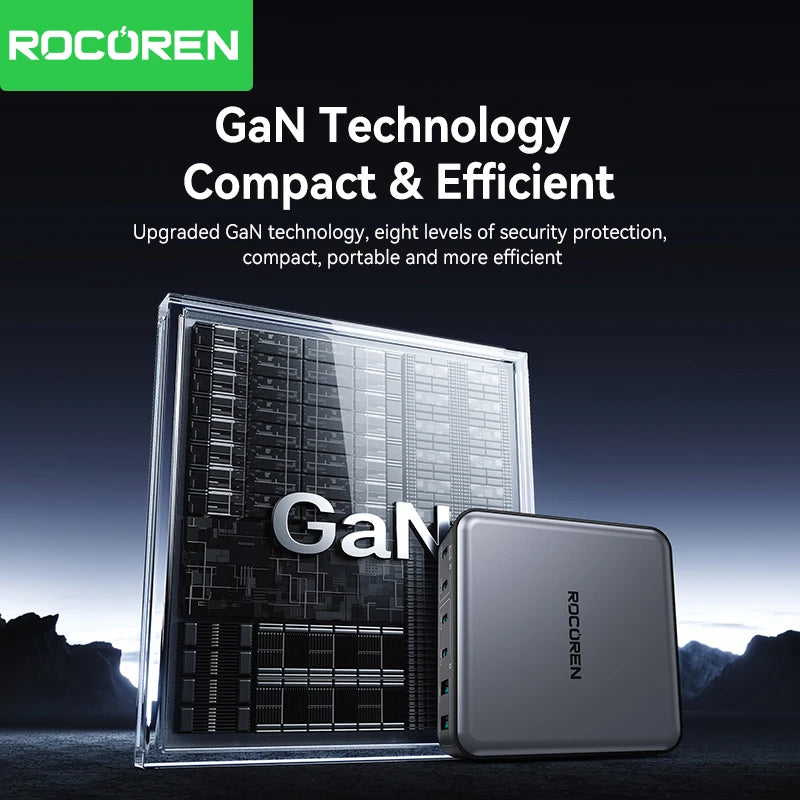 Rocoren 200W GaN Charger PD Fast Charging USB Type C Charger 270W 6 in 1 USBC Power Station For iPhone 16 15 Pro Max Xiaomi 14