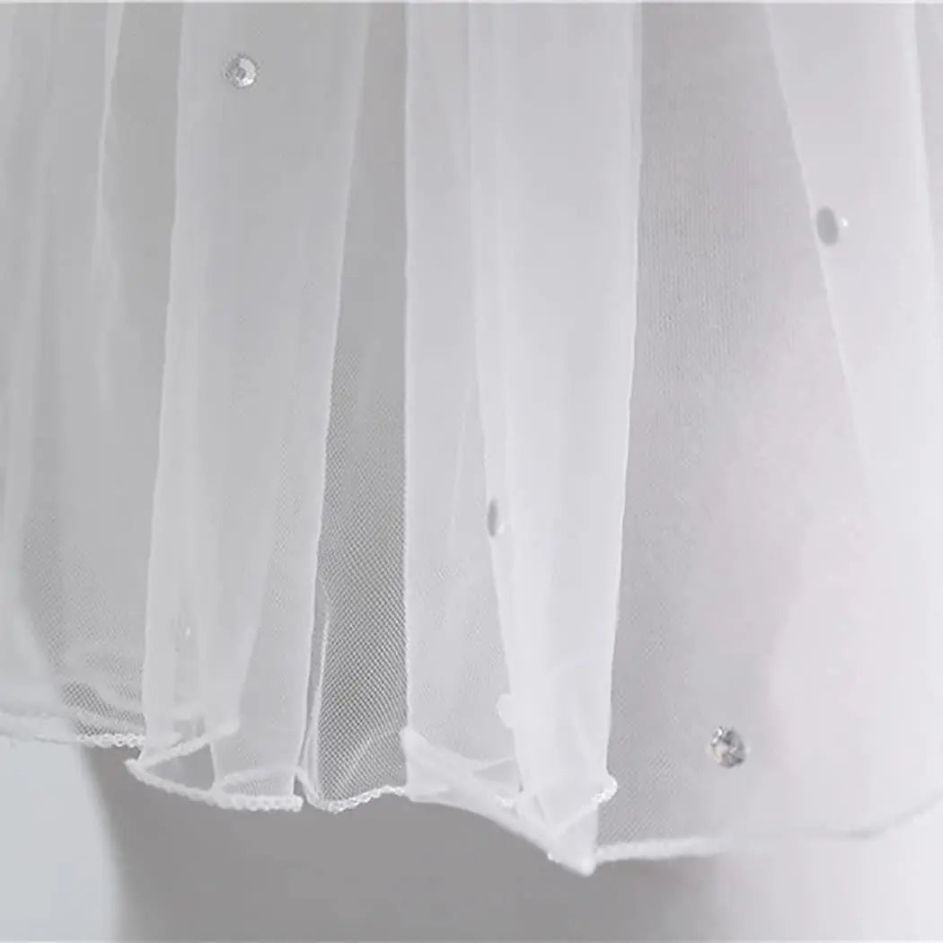 Wedding Veil Comb Bridal Short Crystal Bachelorette Party Bride Shoulder for Women and Girls