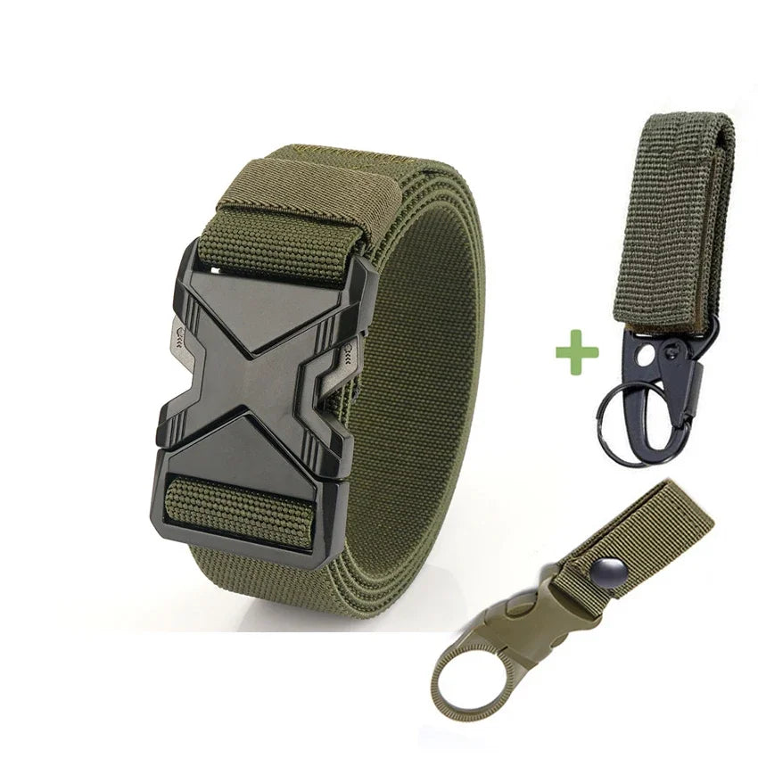 New Quick Release Metal Pluggable Buckle Tactical Belt Breathable Elastic Military Belts For Men Stretch Pants Waistband Hunting