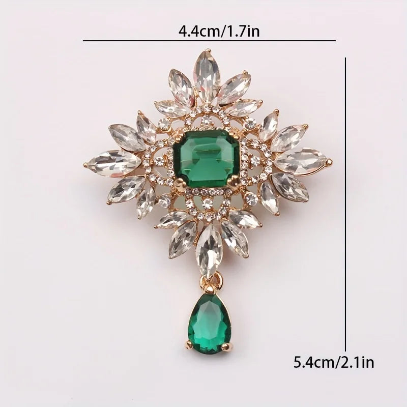 Creative Crown Brooch High-end Alloy Women's Corsage Women's Colorful Rhinestone and Water Drop Jewelry