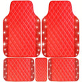 5 Pcs Bling Leather Car Mats, Sparkly Rhinestone Floor Mats, Anti-Slip Waterproof Universal Pads for SUV, Sedan, Van, Women