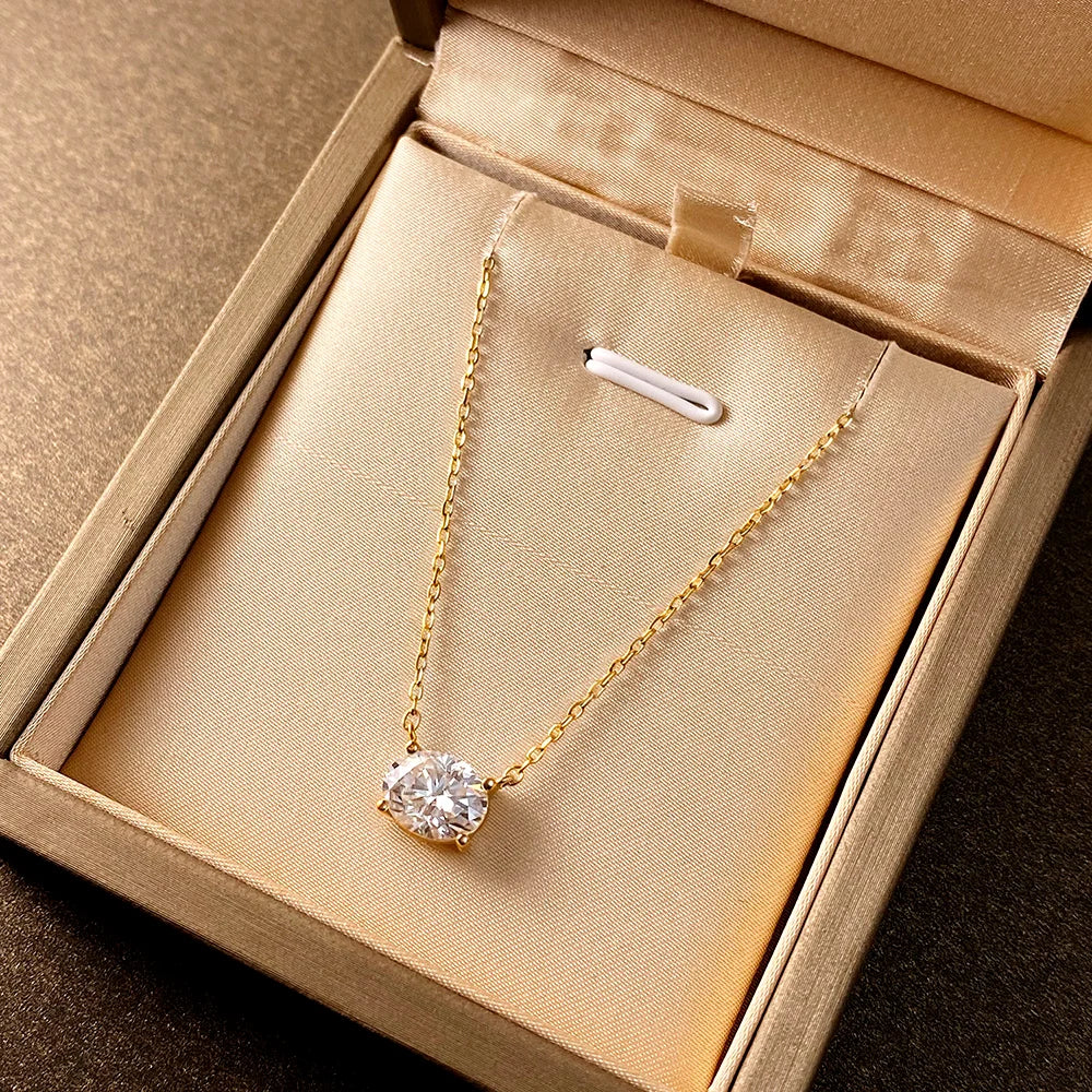 COSYA 1/2/3CT Oval Cut Moissanite Necklace For Women S925 Silver Plated 18K Gold East West Solitaire Diamond Chain Fine Jewelry