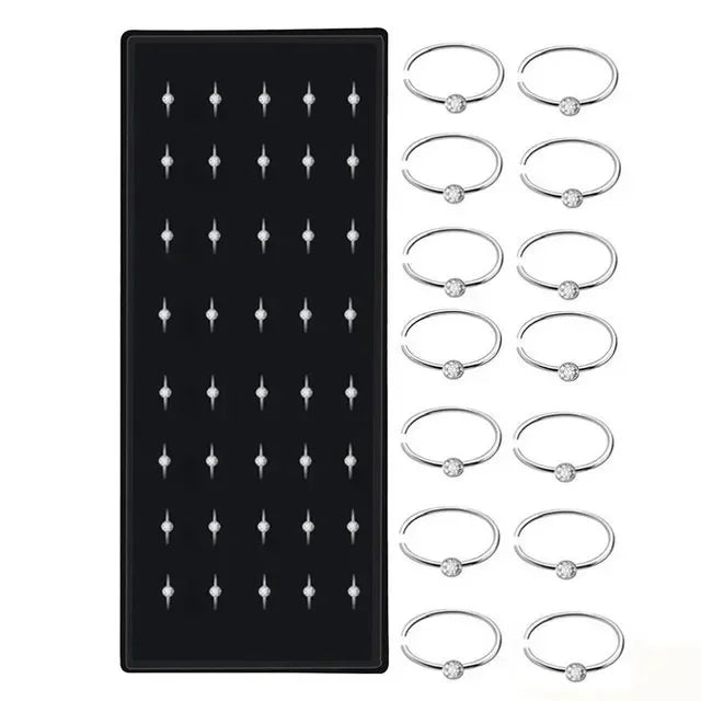Fashion Crystal Stainless Steel Nose Stud Piercing for Women Hypoallergenic 1.8mm Nose Ring Straight/L/Screw Shaped Body Jewerly