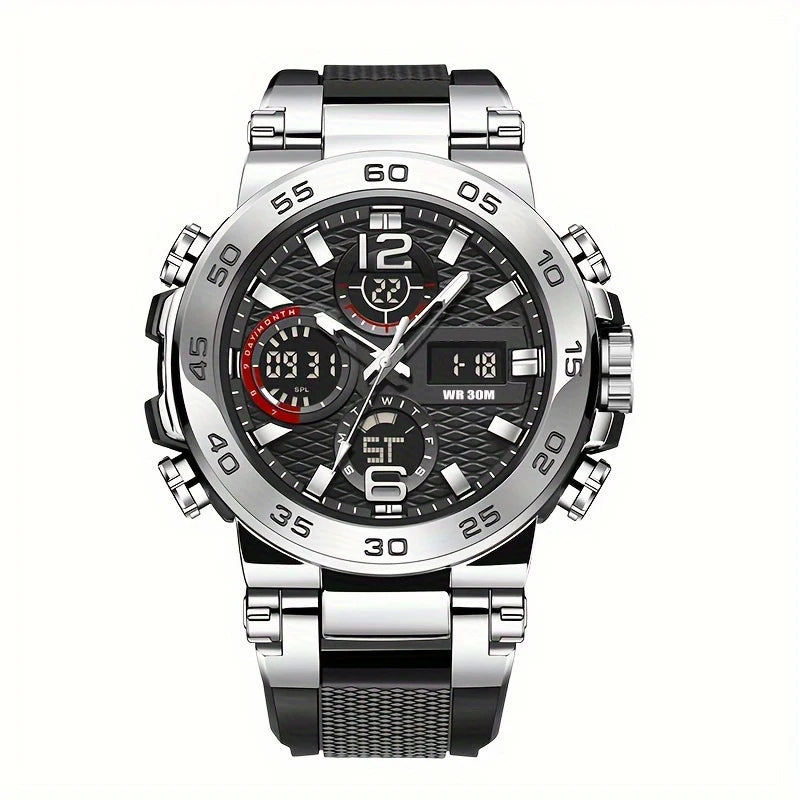Outdoor men's sports electronic watch multifunctional dual display alarm clock timing suitable for teenagers or students