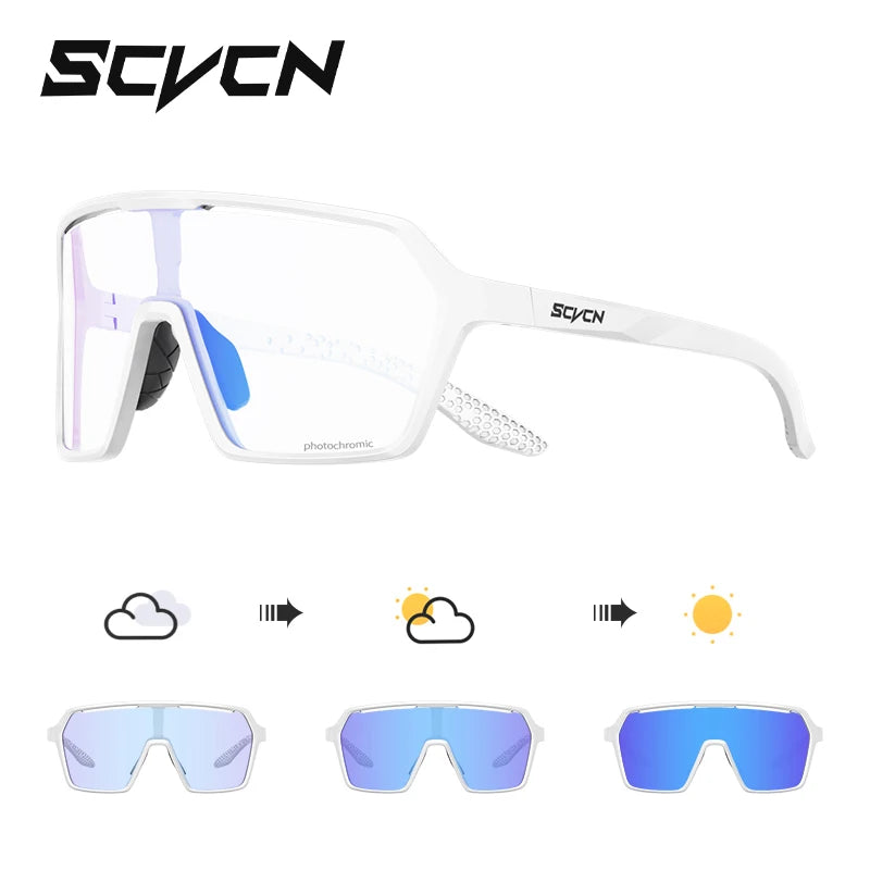 SCVCN New Photochromic Sunglasses MTB Cycling Glasses Outdoor Sports Running Drving Goggles UV400 Protection Bike Eyewear