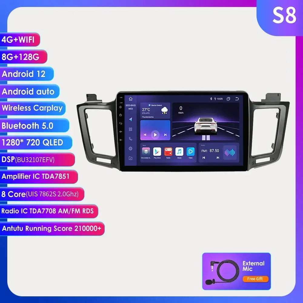 Android 12 Autoradio 7862 Dsp Carplay For Toyota RAV4 RAV 4 2013-2017 Multimedia Video player GPS Navi Stereo 2din QLED screen