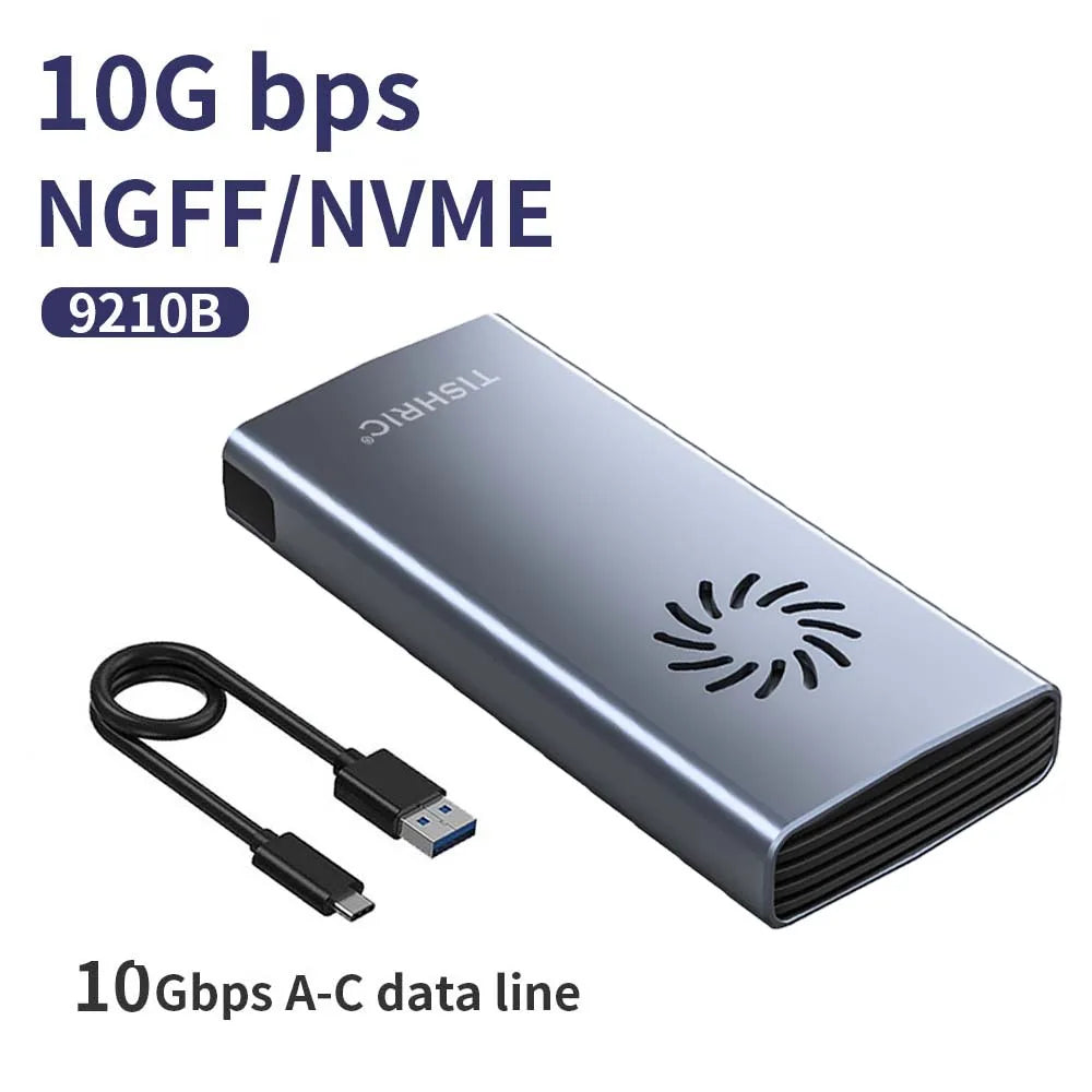 TISHRIC 10Gbps/20Gbps M.2 M/B+M-Key SSD M2 NVME External Hard Drive Enclosure Single/Dual Protocol With Cooling Fan For Gaming