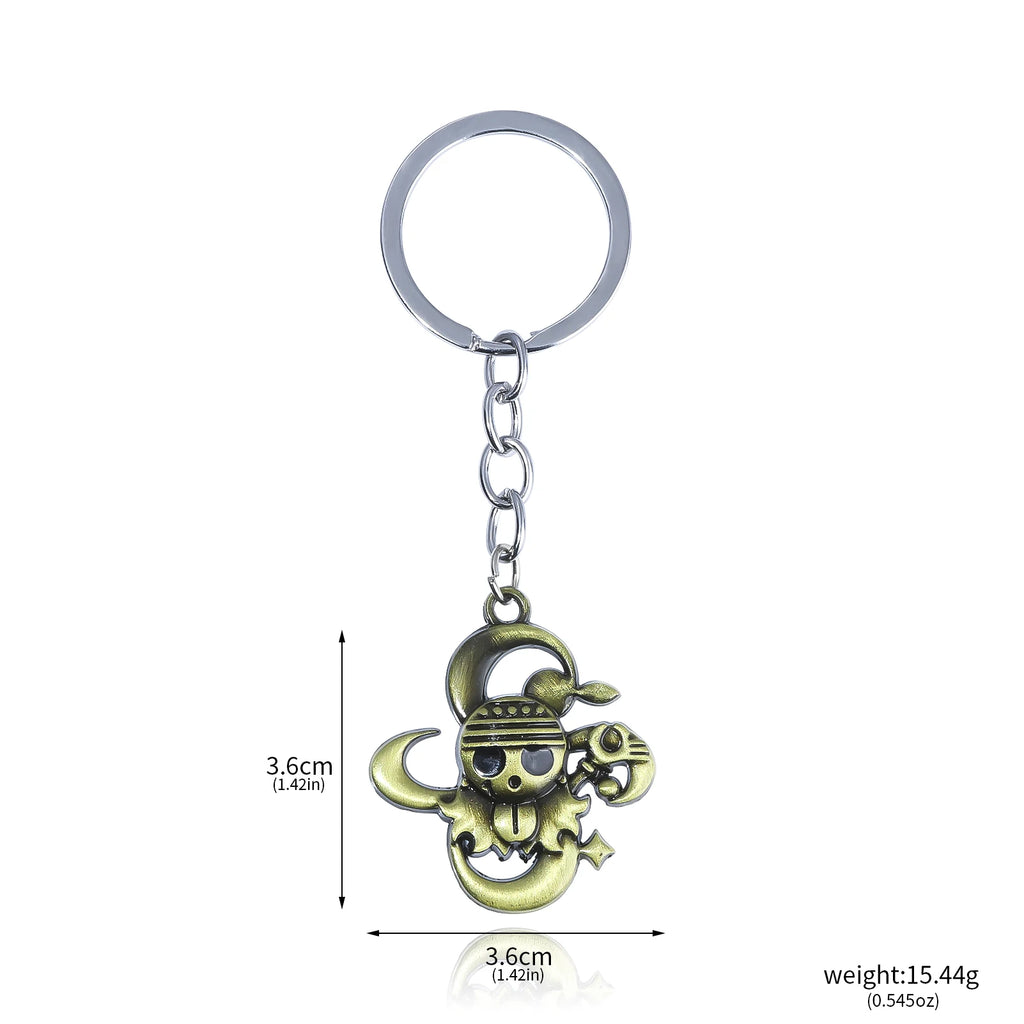 One Piece Luffy Straw Hat Keychain Rotatable Zoro Skull Metal Pendant Role-Playing Decorative Accessories Fan Jewelry Gift