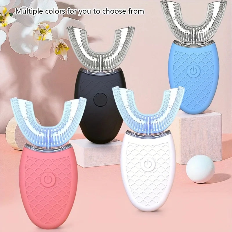 Portable U-shaped electronic silicone toothbrush