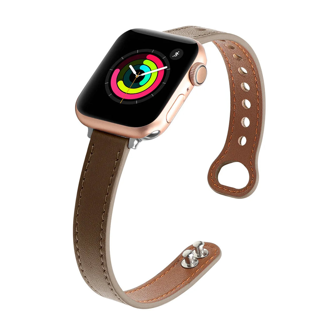 Thin Leather Strap for Apple Watch Band 10 9 8 46mm 42mm 41mm 44mm 45mm 38/40mm Women Watchband Bracelet Belt iWatch 7 SE 6 5 4