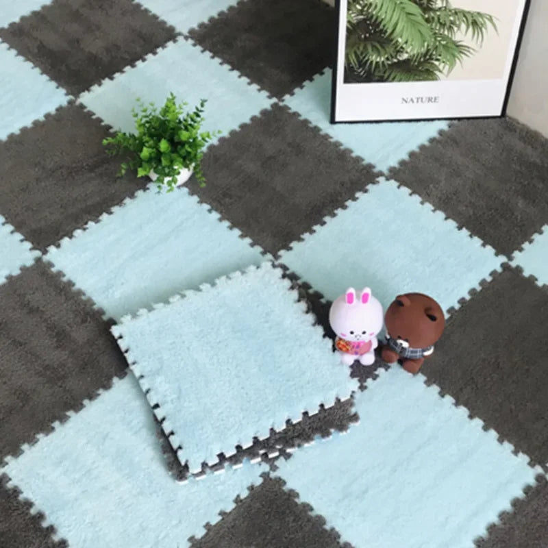 Soft Plush Children's Mat EVA Foam Puzzle Mat Long Hair Carpet Infant Developing Mat Rug Puzzle Interlock Keep Warm Playmat 30CM