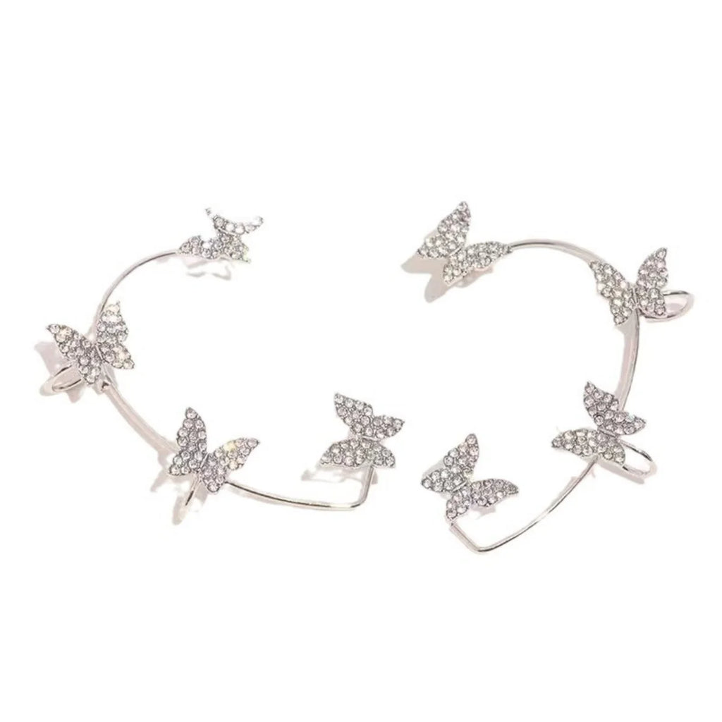 Korean Style Butterfly Ear Clips Without Piercing For Women Sparkling Zircon Ear Cuff Clip Earrings Wedding Party Jewelry Gifts