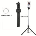 〈Magnetic Quick-Release〉Selfie Stick Tripod with Wireless Remote | Includes Universal Metal Plate for All Phones 170cm Travel st