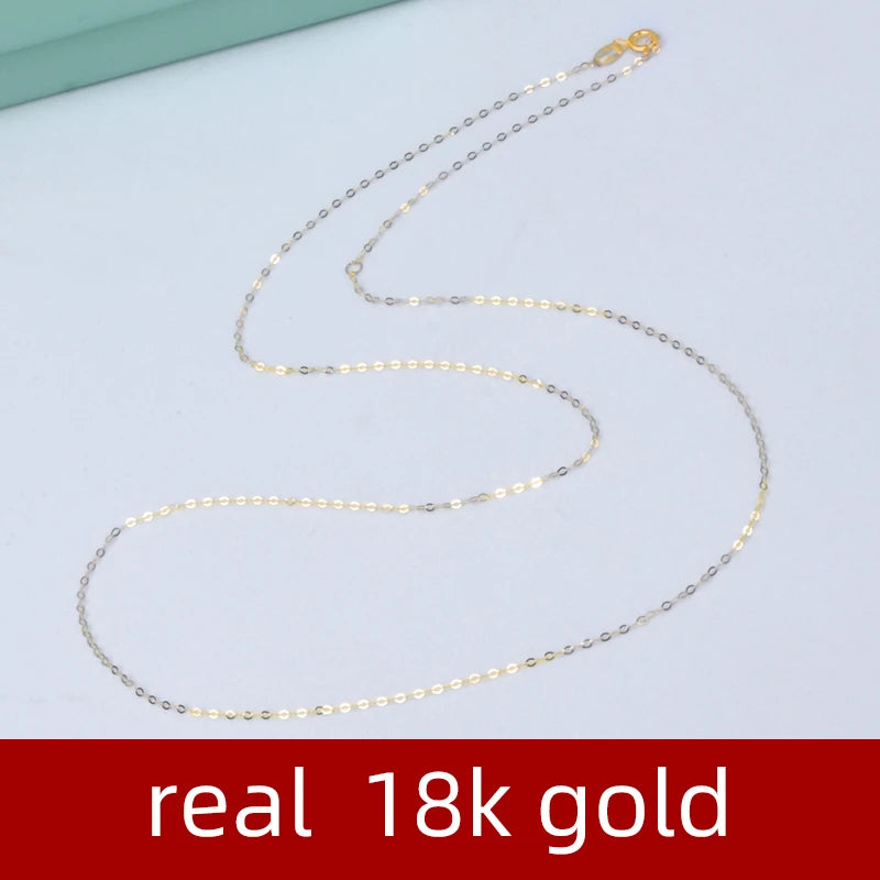 NYMPH Real 18K yellow Gold Chopin Chain Necklace Au750 Fine Jewelry Wedding For Female Wedding Gift X269 22-9-14