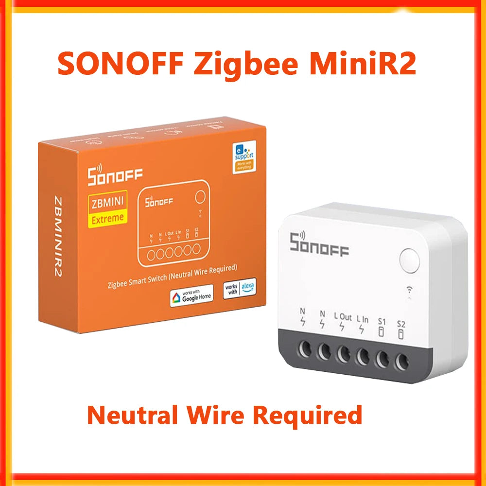 SONOFF ZBMinir2 ZBMini Extreme Zigbee Smart Switch Detach Relay External Switch Control Via EWeLink Compatible with Zigbee Hub