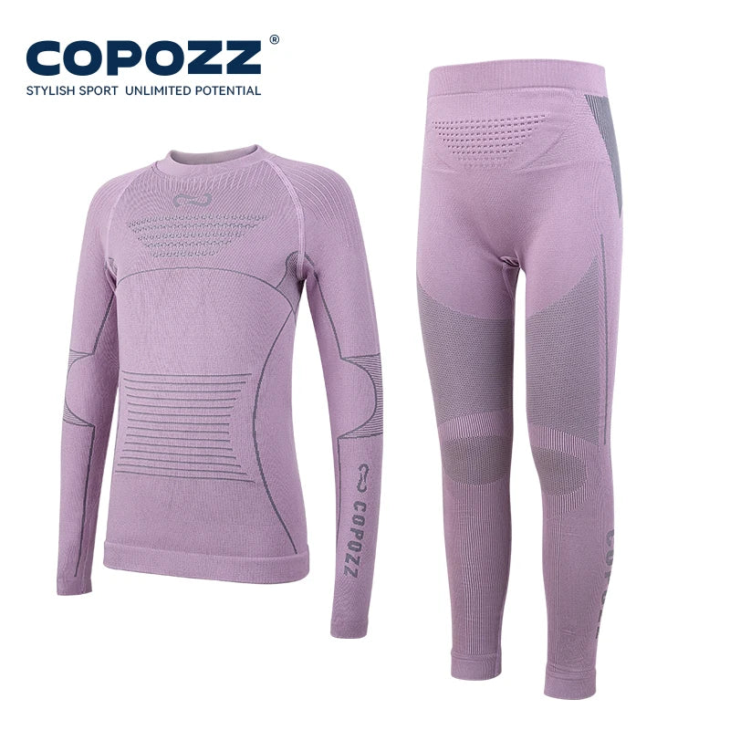COPOZZ Child Functional Ski Thermal Underwear Perspiration Compression Snowboard Quick Dry Breathable Seamless Knitting Set Kids