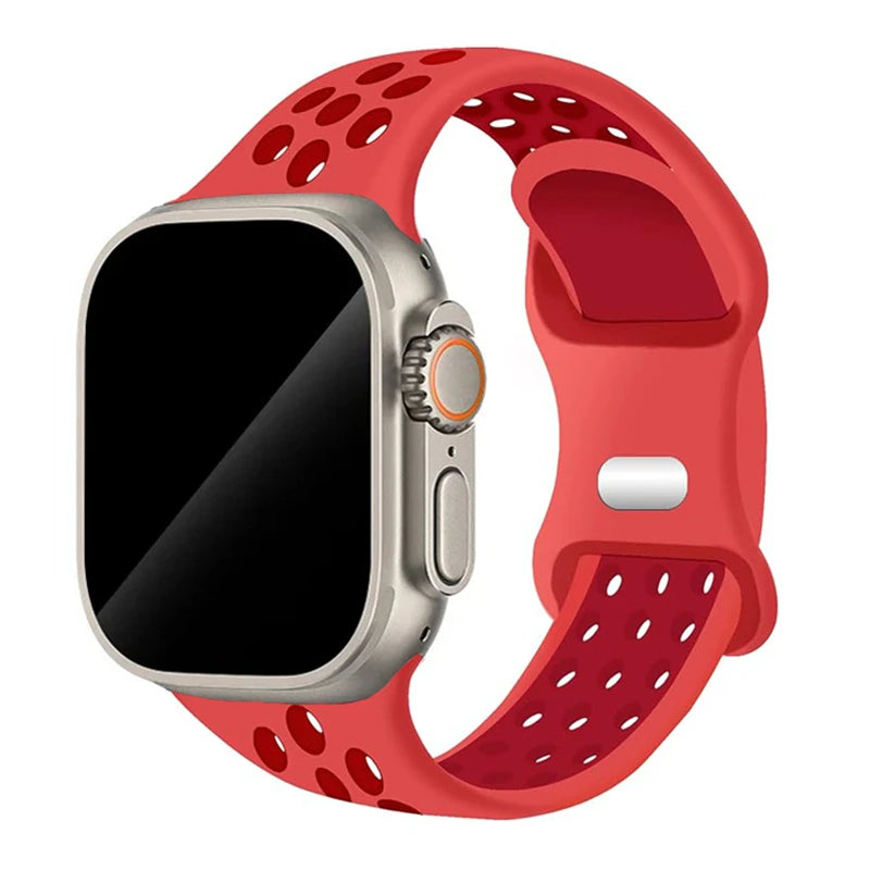 Silicone Strap For Apple Watch 44mm 45mm 40mm 41mm 38 42mm sports Rubber Breathable Band iwatch series 10 9 8 SE 7 6 Ultra 49mm