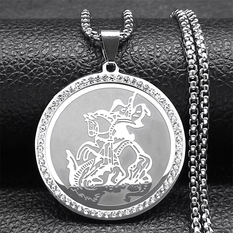 Seven Archangels Medal Angel Necklace for Women Men Stainless Steel Seal of Solomon Protection Chain Jewelry Collar NZZZ504S02
