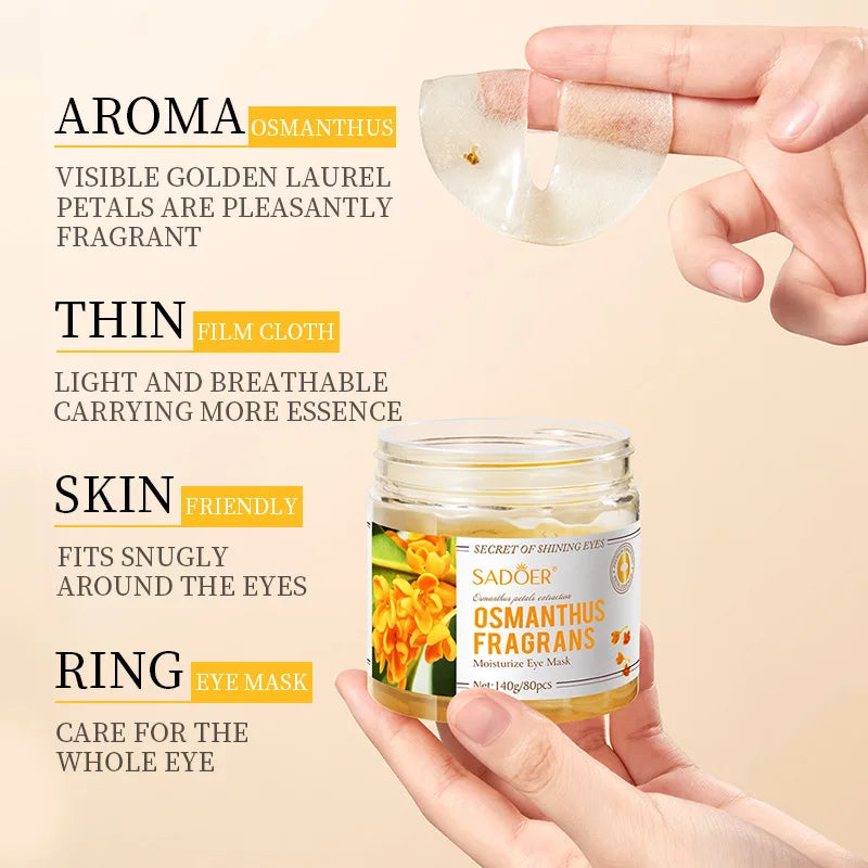80 Pieces of Osmanthus Eye Mask Patches, Containing Osmanthus Extract, Hydrating and Moisturizing, Nourishing the Eyes, and Improving the Skin Around the Eyes Suitable for Daily Eye Care, It Can Eliminate Dark Circles and Eye
